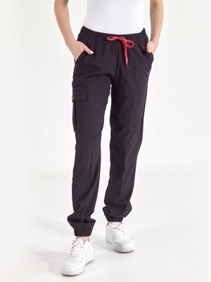 Siyah Jogger Doktor Hemşire Pantolonu (Tek Alt) Lüks Likralı Kumaş