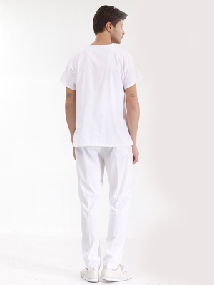 White Dr. Greys Doctor Nurse Medical Scrubs Set Luxury Lycra Fabric