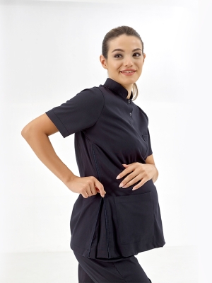 Lacivert Hamile Doktor Hemşire Medikal Scrubs Takım Lüks Likralı Kumaş