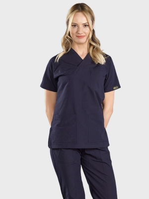 Lacivert Klasik Doktor Hemşire Medikal Scrubs Takım Terikoton Kumaş