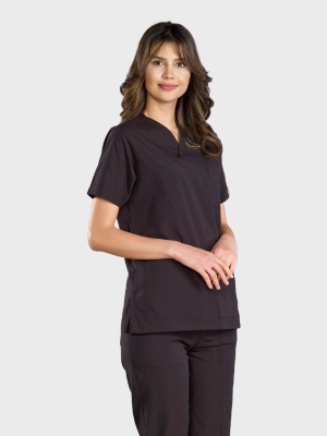 Black Classic Doctor Nurse Medical Scrubs Set Poly‑cotton blend fabric