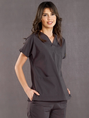 Charcoal Gray Dr. Greys Doctor Nurse Medical Scrubs Set Poly‑cotton blend fabric