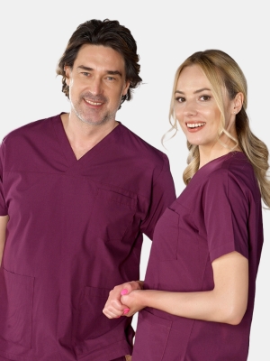 Damson Classic Doctor Nurse Medical Scrubs Set Poly‑cotton blend fabric
