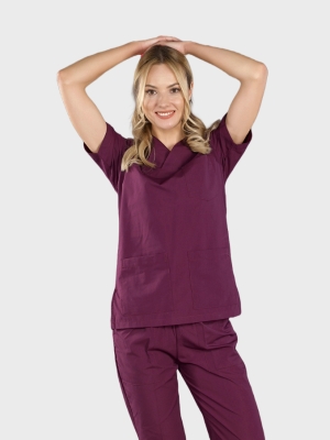 Damson Classic Doctor Nurse Medical Scrubs Set Poly‑cotton blend fabric