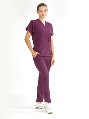 Mürdüm Dr. Greys Doktor Hemşire Medikal Scrubs Takım Lüks Likralı Kumaş