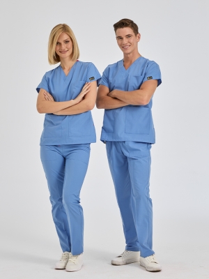 Parliament Blue Dr. Greys Doctor Nurse Medical Scrubs Set Poly‑cotton blend fabric