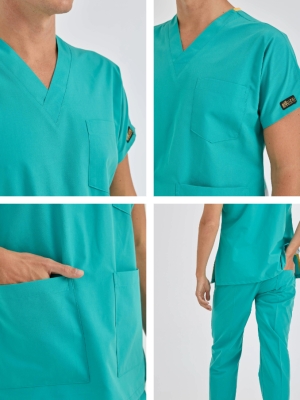 Benetton Yeşili Dr. Greys Doktor Hemşire Medikal Scrubs Takım Terikoton Kumaş