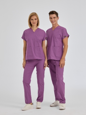 Purple Dr. Greys Doctor Nurse Medical Scrubs Set Poly‑cotton blend fabric