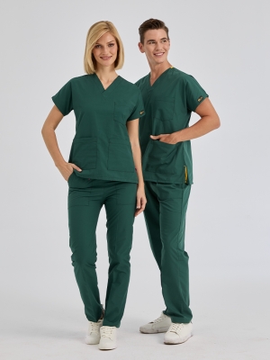 Hunter Green Dr. Greys Doctor Nurse Medical Scrubs Set Poly‑cotton blend fabric