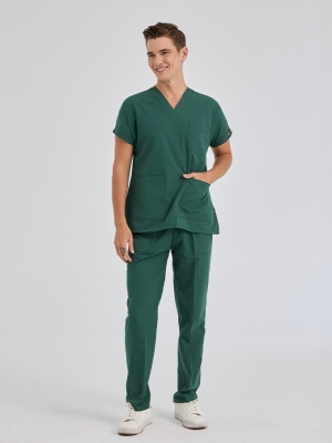 Hunter Green Dr. Greys Doctor Nurse Medical Scrubs Set Poly‑cotton blend fabric
