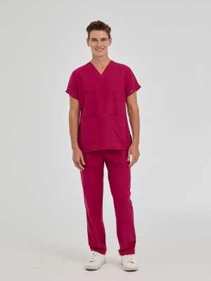 Vişne Dr. Greys Doktor Hemşire Medikal Scrubs Takım Terikoton Kumaş