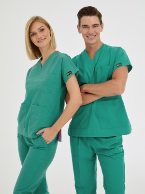 Ameliyathane Yeşili Dr. Greys Doktor Hemşire Medikal Scrubs Takım Terikoton Kumaş