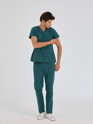 Petrol Green Dr. Greys Doctor Nurse Medical Scrubs Set Poly‑cotton blend fabric