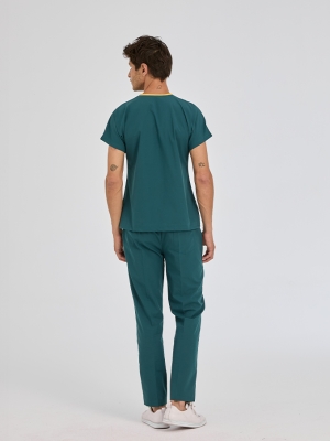 Petrol Yeşili Dr. Greys Doktor Hemşire Medikal Scrubs Takım Terikoton Kumaş