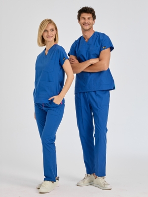 Royal Blue Dr. Greys Doctor Nurse Medical Scrubs Set Poly‑cotton blend fabric