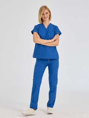 Royal Blue Dr. Greys Doctor Nurse Medical Scrubs Set Poly‑cotton blend fabric
