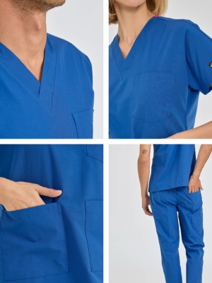 Saks Mavisi Dr. Greys Doktor Hemşire Medikal Scrubs Takım Terikoton Kumaş