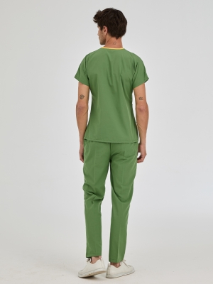 Fıstık Yeşili Dr. Greys Doktor Hemşire Medikal Scrubs Takım Terikoton Kumaş