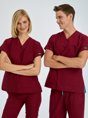 Bordo Dr. Greys Doktor Hemşire Medikal Scrubs Takım Terikoton Kumaş