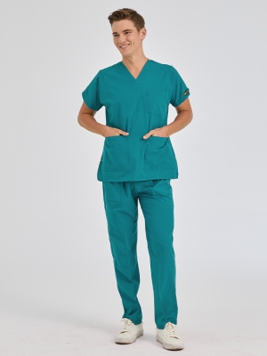 Light Petrol Green Dr. Greys Doctor Nurse Medical Scrubs Set Poly‑cotton blend fabric