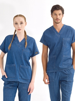 Kot Mavisi Tek Üst Medijean Dr. Greys Modeli (Gerçek Kot Kumaşı)