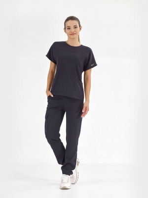 Navy Blue Basic Doctor Nurse Medical Scrubs Set Luxury Lycra Fabric
