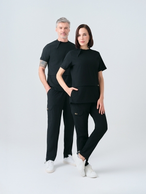 Black Zero Doctor Nurse Medical Scrubs Set Best Lycra Fabric