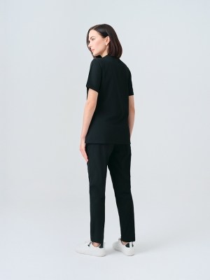 Black Zero Doctor Nurse Medical Scrubs Set Best Lycra Fabric