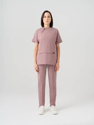 Dusty Rose Zero Doctor Nurse Medical Scrubs Set Best Lycra Fabric