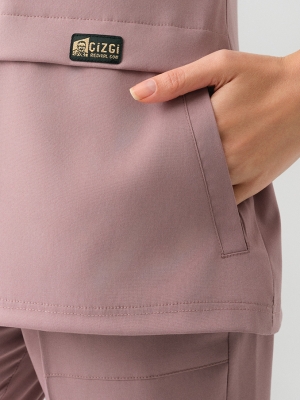 Dusty Rose Zero Doctor Nurse Medical Scrubs Set Best Lycra Fabric