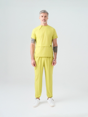 Neon Yeşil Zero Doktor Hemşire Medikal Scrubs Takım Best Likralı Kumaş