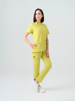 Neon Green Zero Doctor Nurse Medical Scrubs Set Best Lycra Fabric