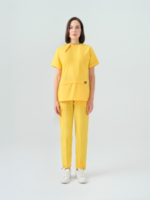 Yellow Zero Doctor Nurse Medical Scrubs Set Best Lycra Fabric