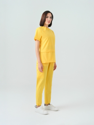 Yellow Zero Doctor Nurse Medical Scrubs Set Best Lycra Fabric