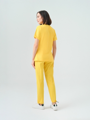 Yellow Zero Doctor Nurse Medical Scrubs Set Best Lycra Fabric