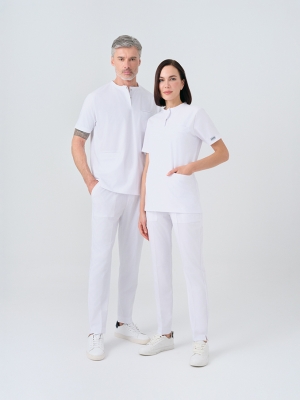 White Cool Doctor Nurse Medical Scrubs Set Best Lycra Fabric