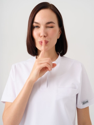 White Cool Doctor Nurse Medical Scrubs Set Best Lycra Fabric