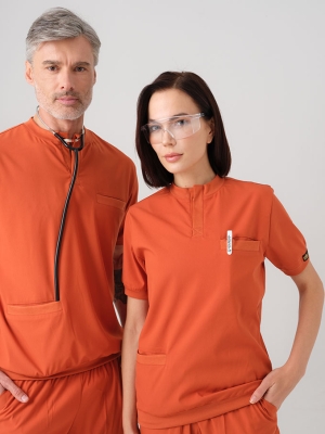 Tile Red Star Doctor Nurse Medical Scrubs Set Best Lycra Fabric