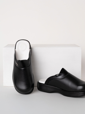 Siyah Kadın Doktor Hemşire Medikal Klasik Delikli Sabo Terlik