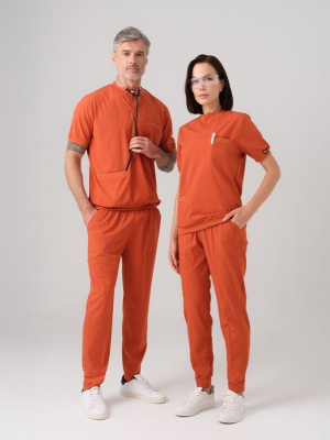 Tile Red Star Doctor Nurse Medical Scrubs Set Best Lycra Fabric