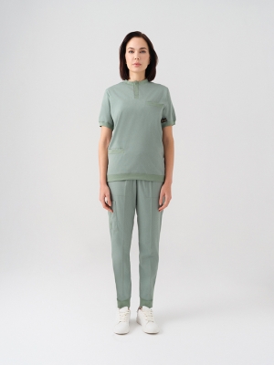 Mint Yeşili Star Doktor Hemşire Medikal Scrubs Takım Best Likralı Kumaş