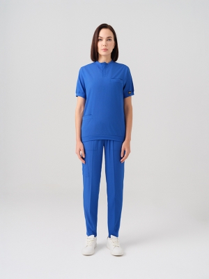 Saks Mavisi Star Doktor Hemşire Medikal Scrubs Takım Best Likralı Kumaş