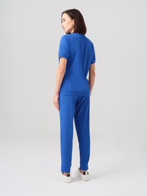 Saks Mavisi Star Doktor Hemşire Medikal Scrubs Takım Best Likralı Kumaş