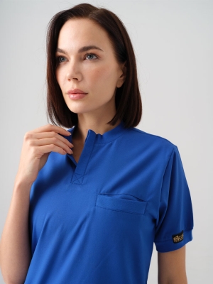 Saks Mavisi Star Doktor Hemşire Medikal Scrubs Takım Best Likralı Kumaş