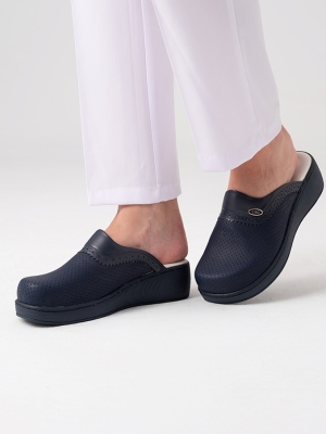 Navy Blue Women's Doctor Nurse Medical Plus Prestige Patterned Clogs