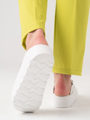 Beyaz Kadın Doktor Hemşire Medikal Gold Fit Hakiki Deri Sabo Terlik