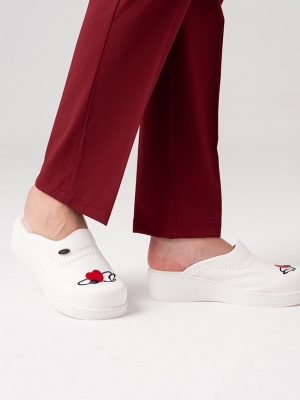 White Women's Doctor Nurse Medical VivaNakış Embroidered Clogs