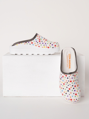 Polka-dot Women's Doctor Nurse Medical Fit Vivacolor Clogs