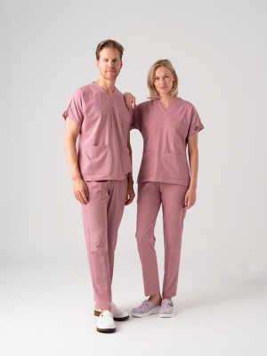 Dusty Rose Dr. Greys Doctor Nurse Medical Scrubs Set Best Lycra Fabric