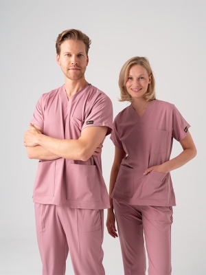 Dusty Rose Dr. Greys Doctor Nurse Medical Scrubs Set Best Lycra Fabric